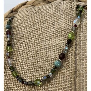 Emily Ray Multicolor Labradorite/Swarovski Beaded Necklace Signed 925 Sterling